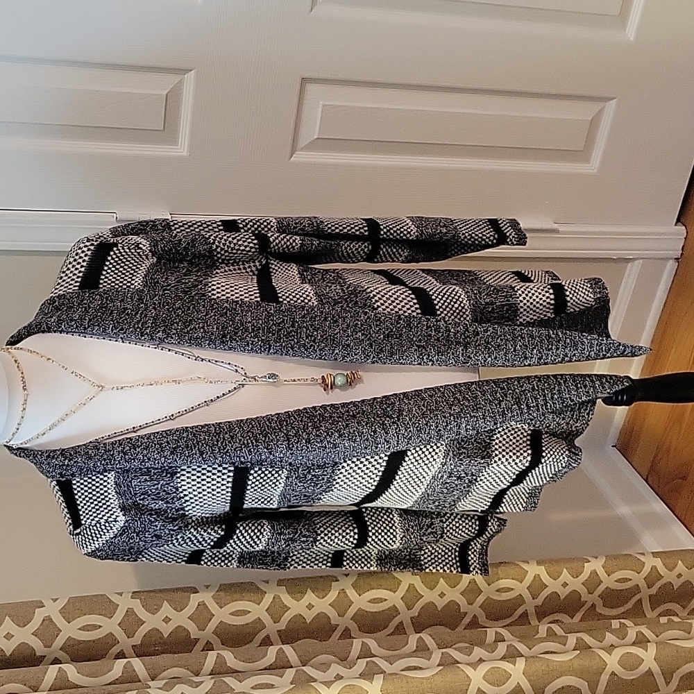 Emily Rose Black and Gray Cardigan sweater,  Size XL